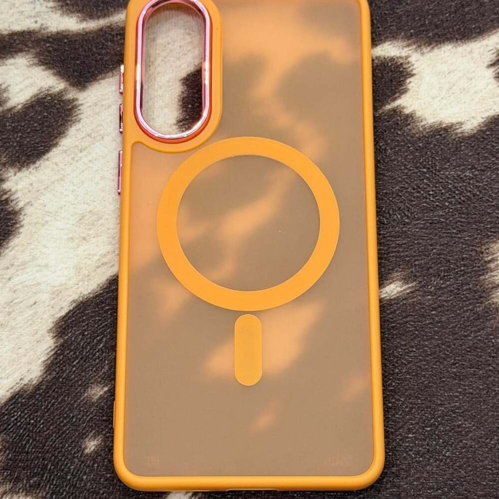 Samsung Galaxy S25 Edge Magnetic Matte Phone Case Orange